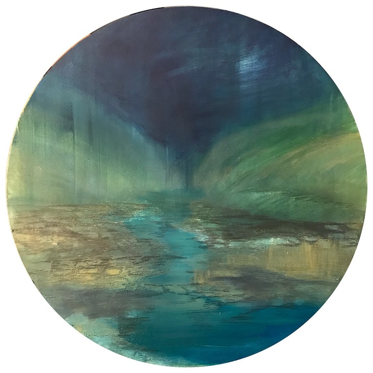 Amy Hoedemakers |Night River  oil  round| McAtamney Gallery and Design Store | Geraldine NZ